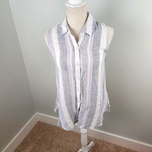 Splendid Baja Multi Tank Linen Sleeveless Buttton Down Top Size XS NWT